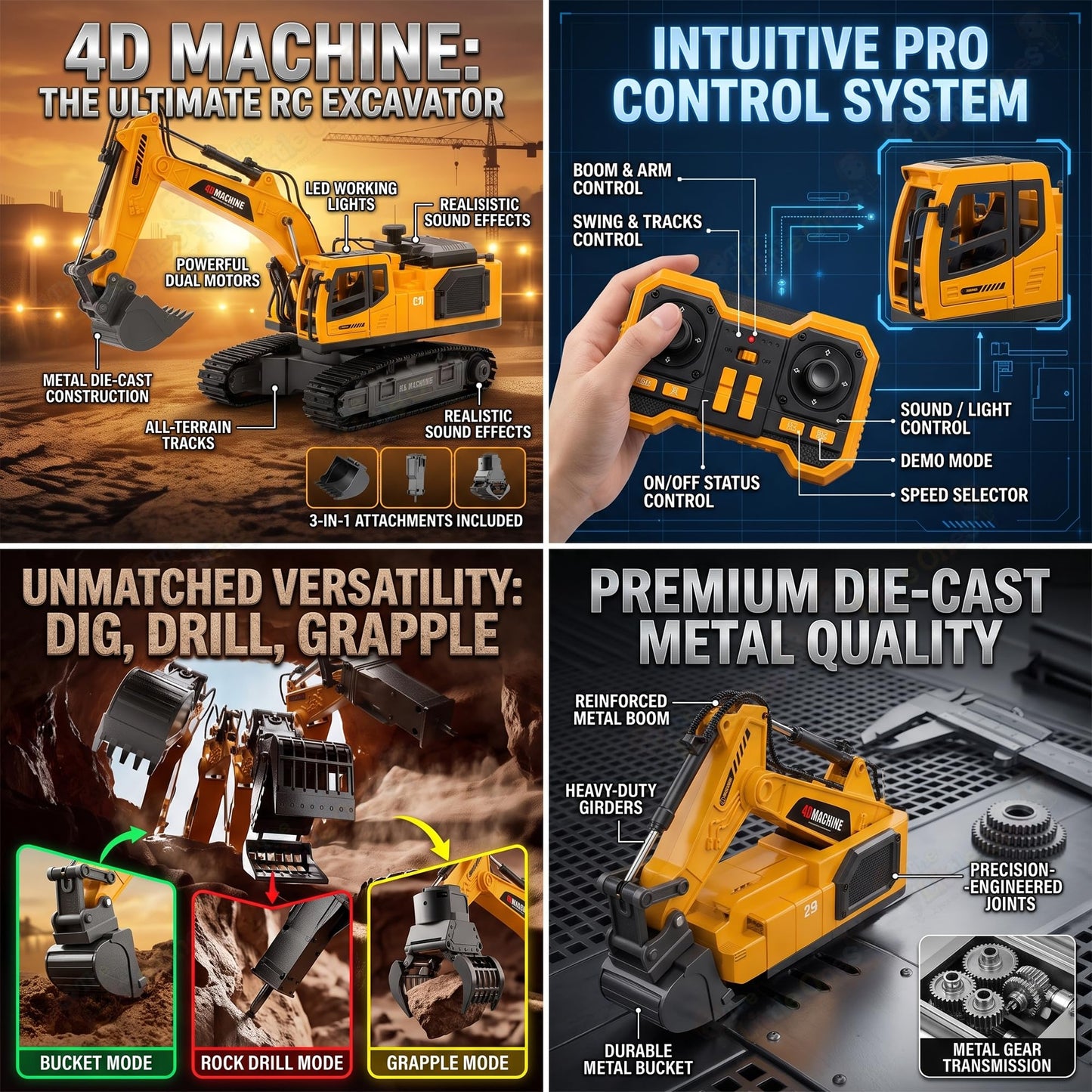 T.O.T 1:20 11 CHANNEL RC EXCAVATOR - EXCAVATOR PRO