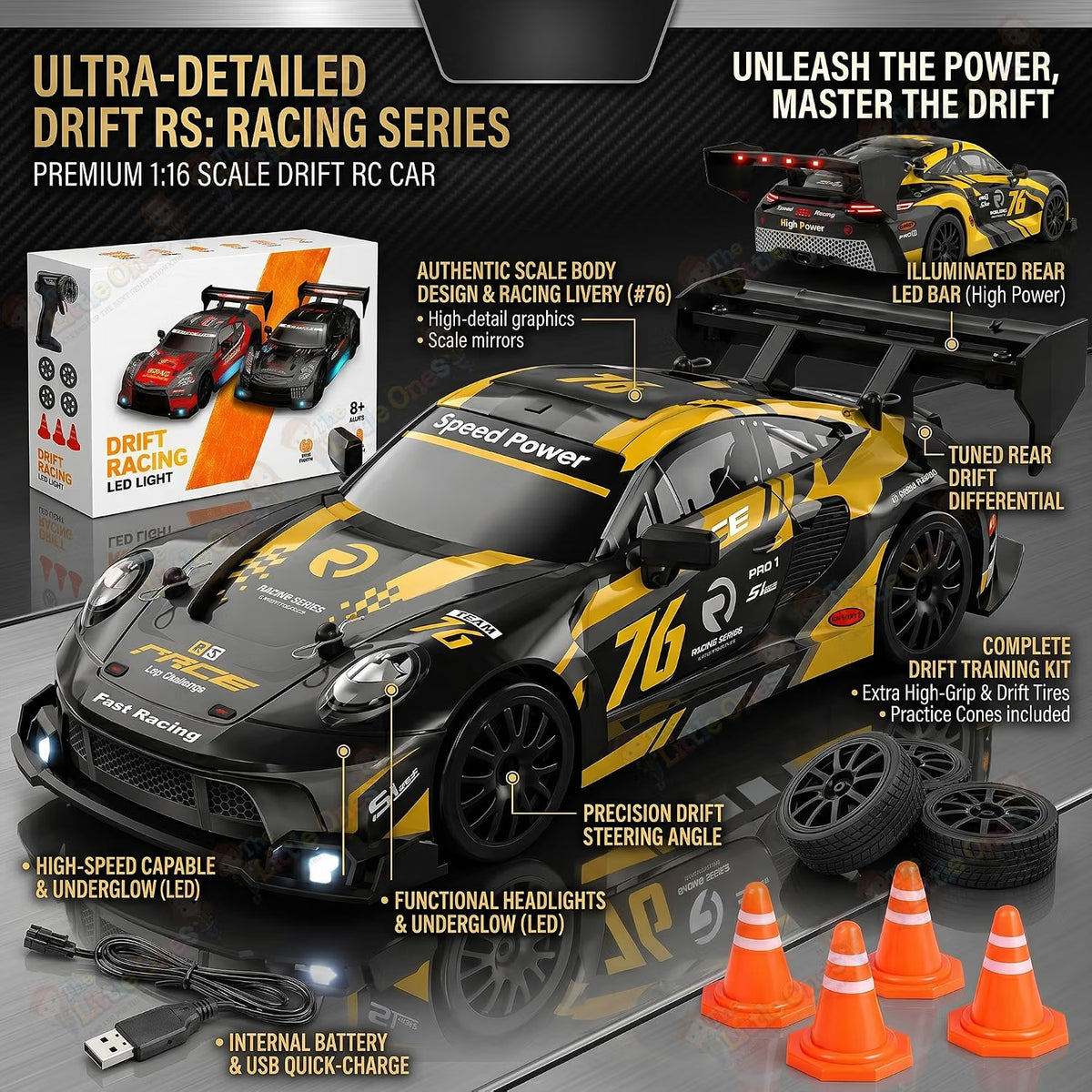 T.O.T 1:24 RC DRIFT CAR - GOLDRUSH PRO