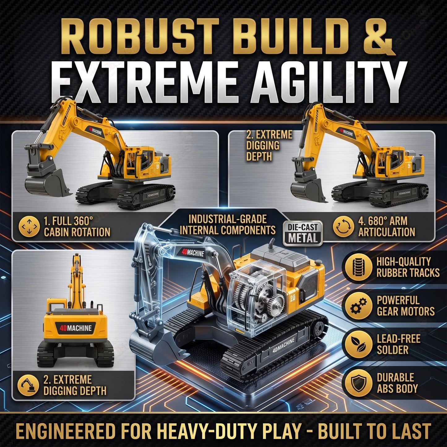T.O.T 1:20 11 CHANNEL RC EXCAVATOR - EXCAVATOR PRO